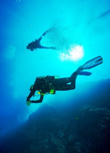 two divers underwater