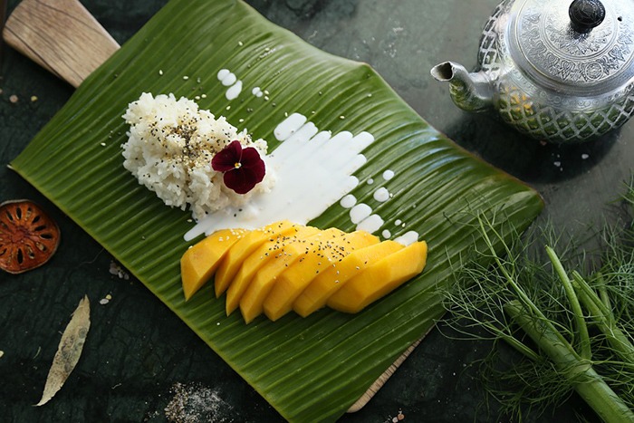 Mango sticky rice dessert in Thailand