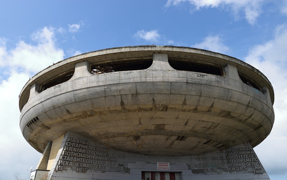 the abandoned saucer-shaped monument in Bulgaria