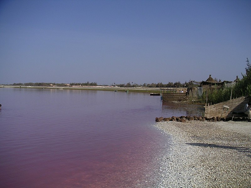 a full picture of the pink lake with a different angle