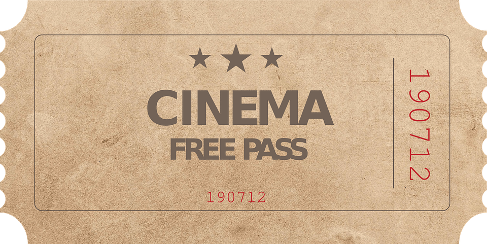 zoomed-in cinema pass, three stars, dates in red, cut off edges